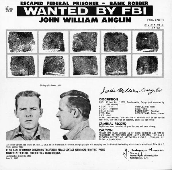 Picture Of FBI Poster Wanted John Anglin